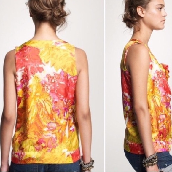 J. CREW Silk Sleeveless Watercolor Blouse - Picture 4 of 10
